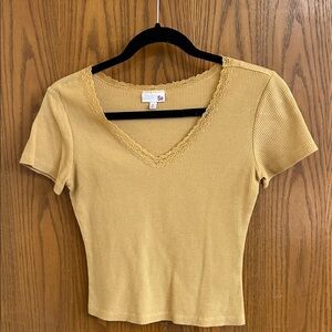 So Women's Yellow Ribbed Top